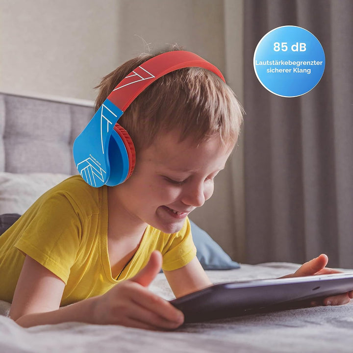 PowerLocus Bluetooth Kopfhörer Kinder, Kinderkopfhörer Over-Ear mit 85dB Lautstärkebegrenzung, Faltb