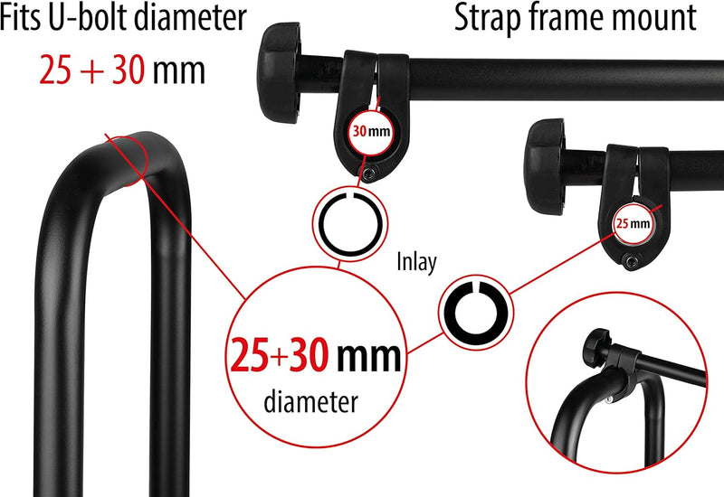 EUFAB 11232 Rahmenhalter kurz, abschliessbar, für U-Bügelrohr: Ø 2,5-3,0 cm, 12 cm Länge, 12 cm