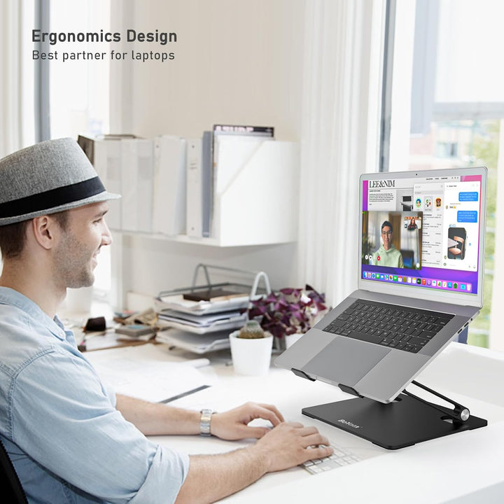 BoYata Laptop Ständer, Mehrwinke mit Lüftungsschlitzen, Verstellbarer Notebook Ständer, Kompatibel f