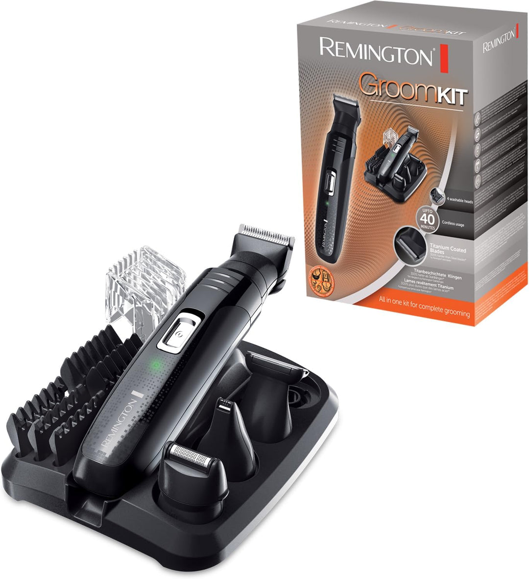 Remington GroomKit PG6130, Stylingset für Gesichts- und Körperhaare, 4 abnehmbare Aufsteckköpfe, sch