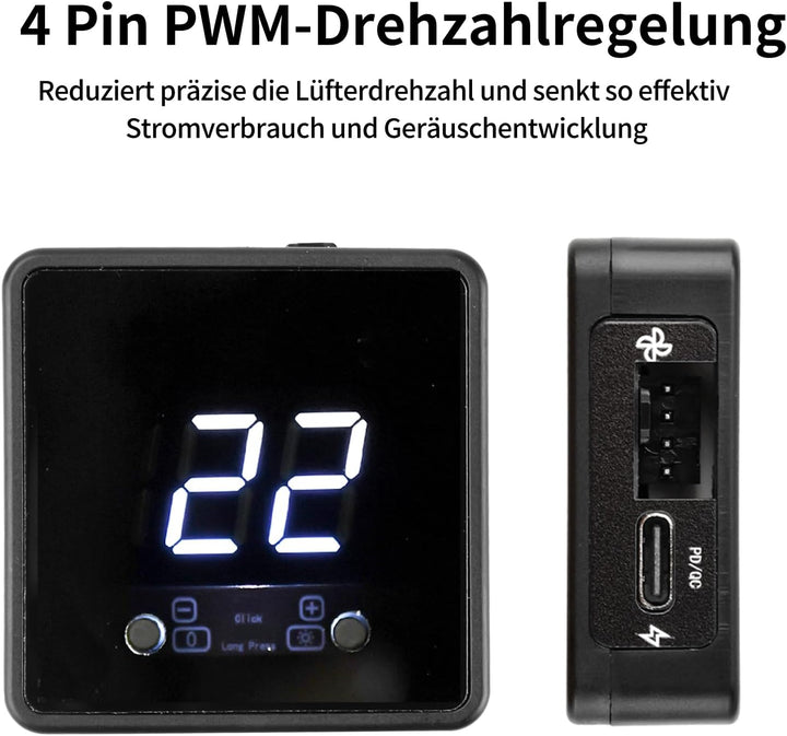 Aideepen 4 Pin 12V PWM-Lüfterregler, 60W 4 Draht Fan Speed Controller mit Fernbedienung und Bildschi