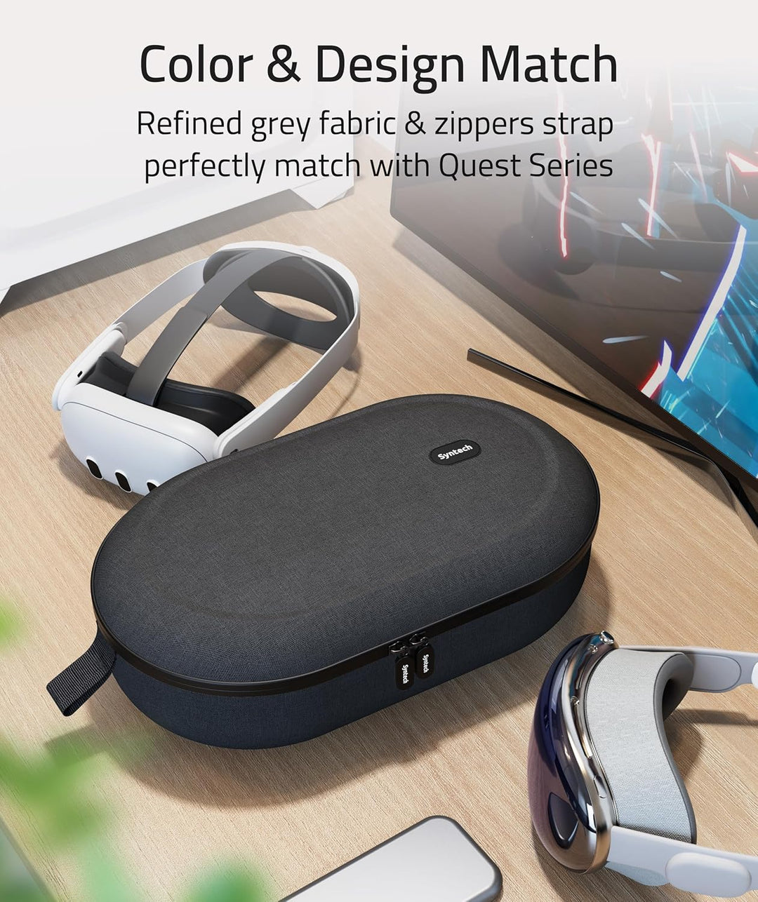 Syntech Tragetasche Kompatibel mit Oculus/Meta Quest 3, Quest 2 Zubehör PICO4/Pro VR Headset mit Eli