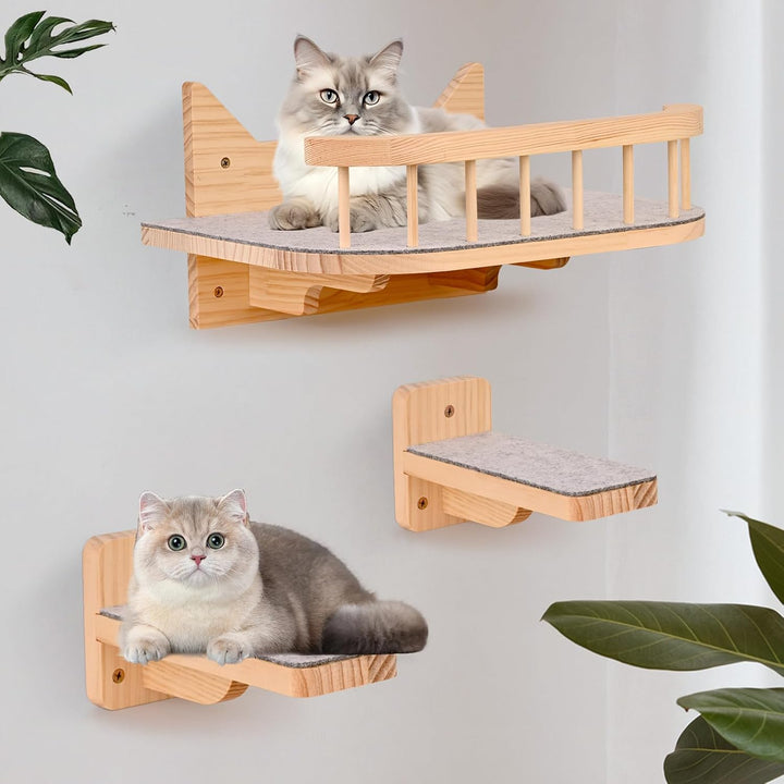 Wand montierte Katze Hängematte Katze Wandregale mit 3 Schritten, Katze Regale und Sitzstangen für W