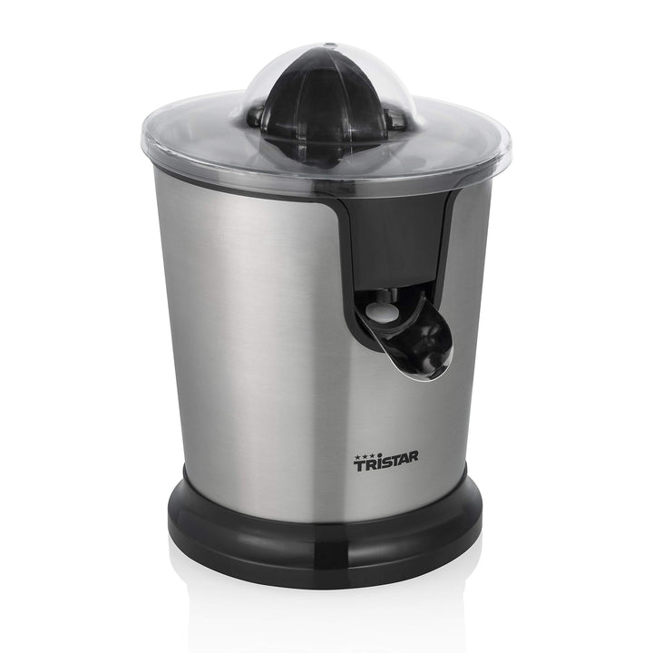 Tristar Zitruspresse CP-3007 – 2 Presskegel – Edelstahlfilter – Anti-Tropf-Systems – BPA-Frei – Silb