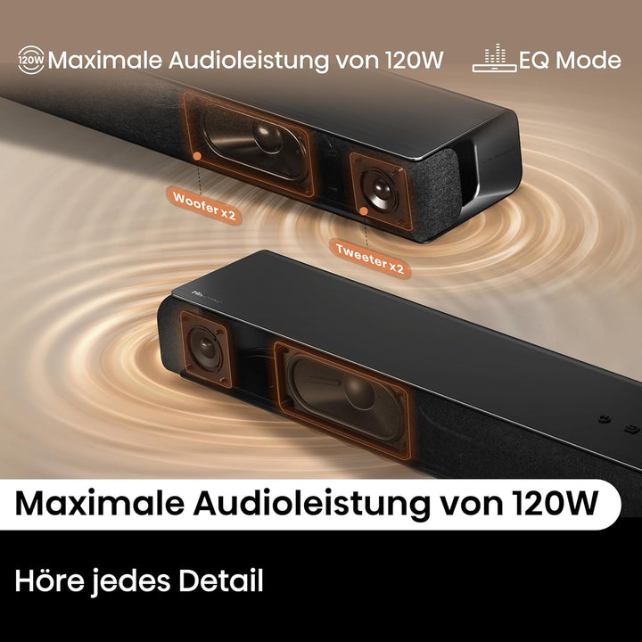 Hisense HS1000, 2.0 Kanal Soundbar, 120W max Audio Power, Dolby Audio, DTS Virtual:X, Voice Enhanced