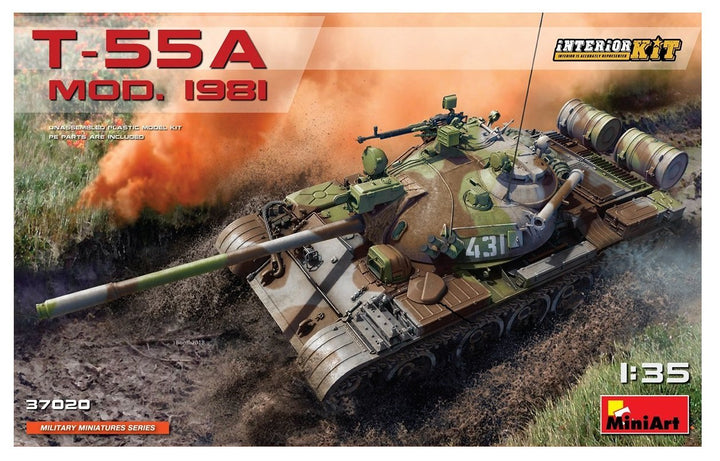 Mini Art 37020 1:35 T-55A Mod. 1981 Interieur-originalgetreue Nachbildung, Modellbau, Plastik Bausat