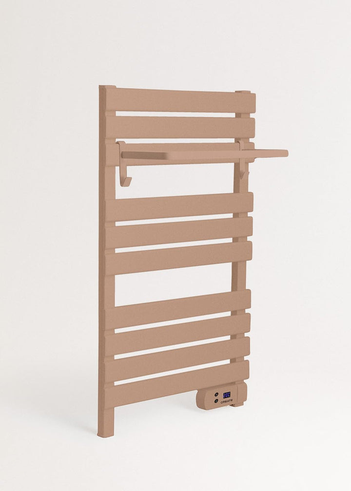 CREATE / WARM Towel 500W / Elektrischer Badheizkörper Mokka mit Regal / 96,9x55x5cm / Für Boden oder