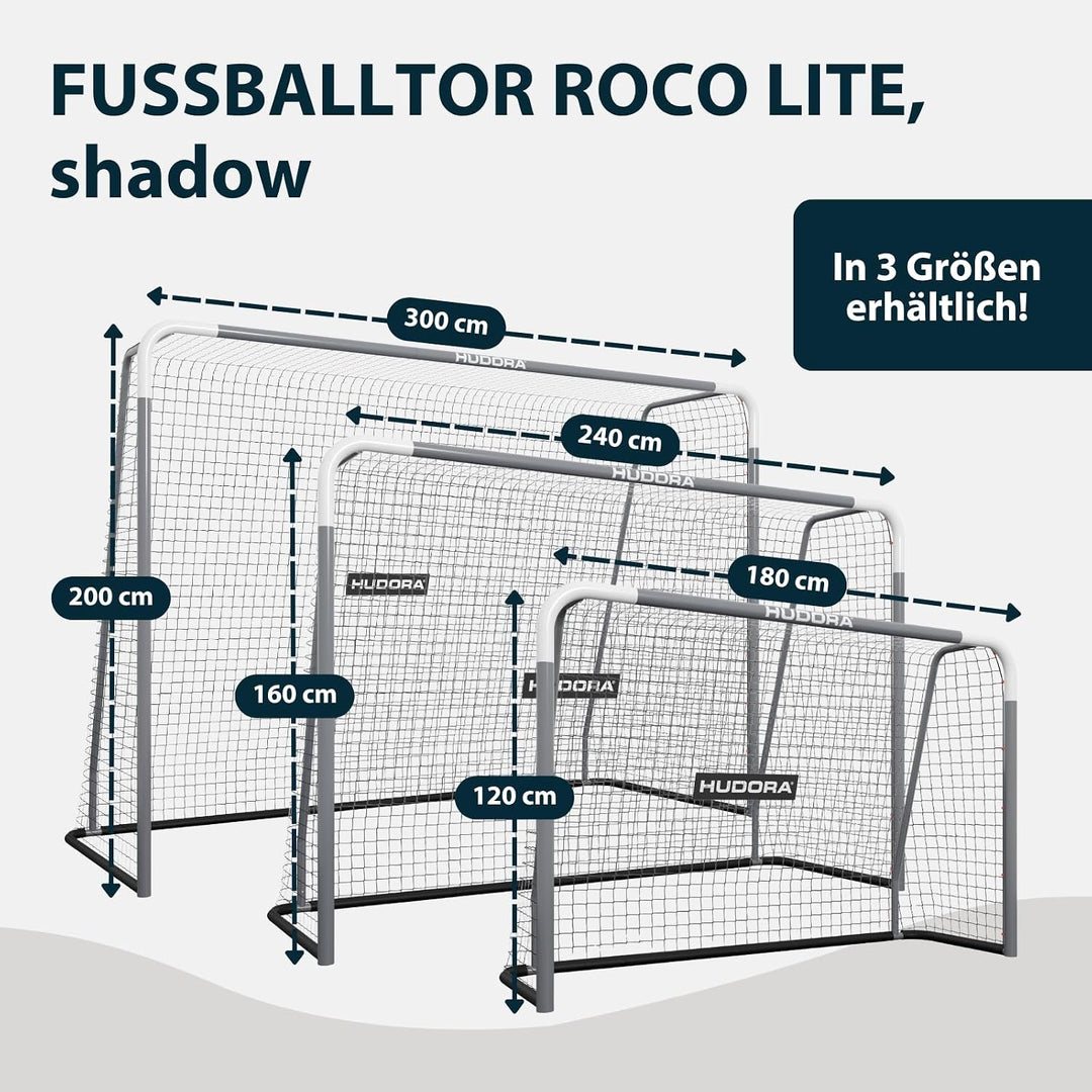 HUDORA Fussballtor RoCo Lite – Kinder Gartentor für Outdoor Training &amp; Freizeit – stabiles Stahl-Tor
