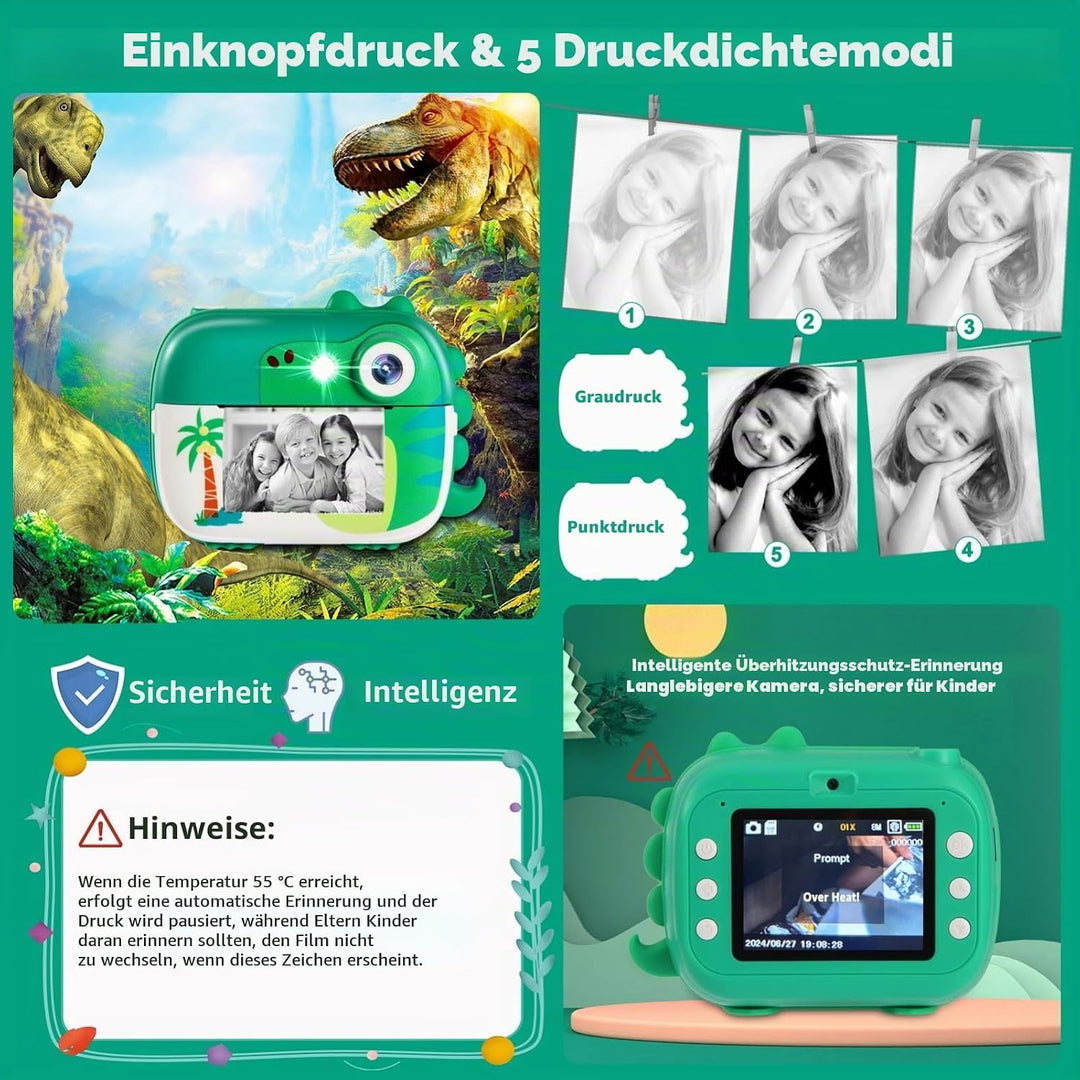 Sofortbildkamera Kinder, Kinderkamera Spielzeug mit HD Video für Kinder im Alter von 3-12, Weihnacht