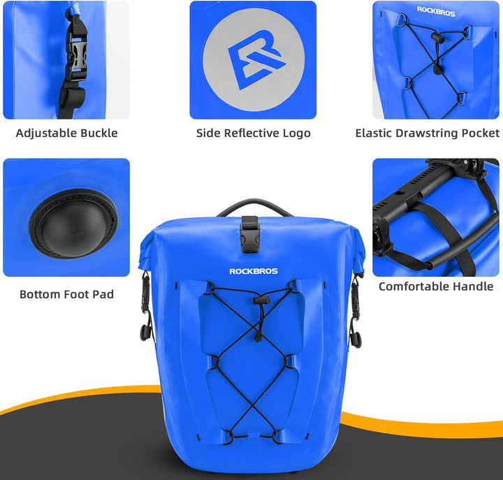 ROCKBROS Gepäckträgertasche Fahrradtasche für Gepäckträger 25L-32L 100% Wasserdicht Hinterradtaschen