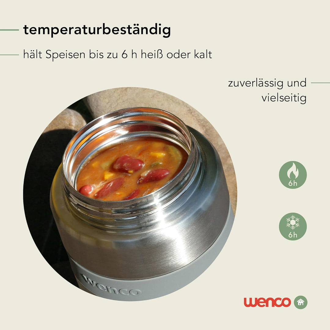wenco Edelstahl Lunchpot 750 ml mit Löffel, Thermobehälter für Essen – Ideale Warmhaltebox für Kinde
