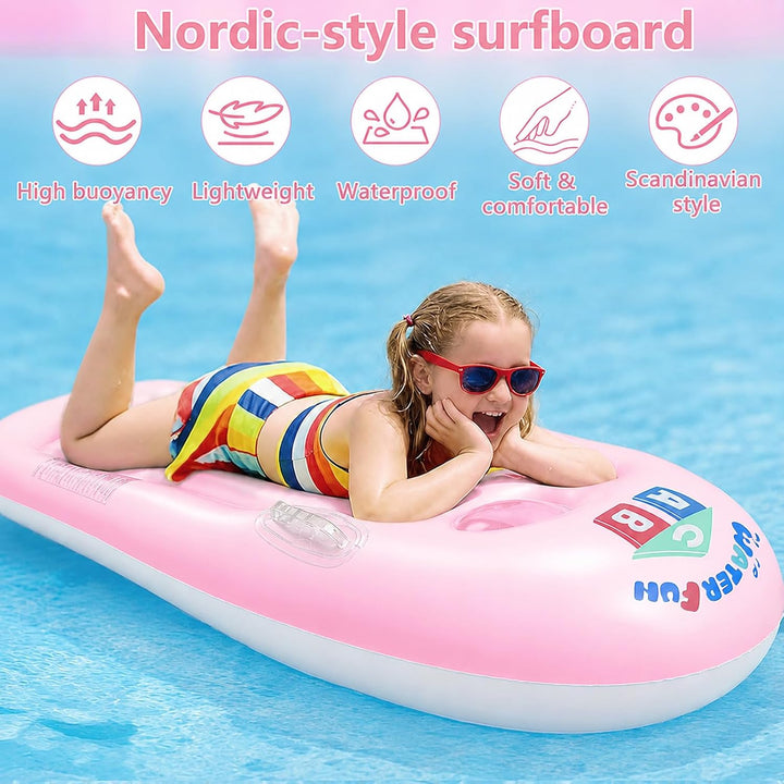 Schwimmbrett Bodyboard Aufblasbar, Surfbrett Bodyboard mit Griffen, Schwimmhilfe Aufblasbar Kinder,