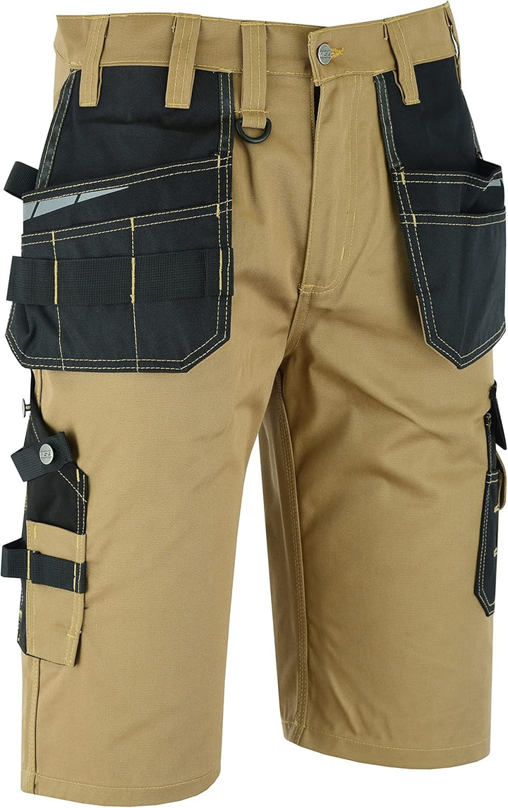 MS9 Herren Arbeitsshorts Kurze Arbeitshose Cargoshorts mit Holstertaschen Werkzeugtaschen Multifunkt