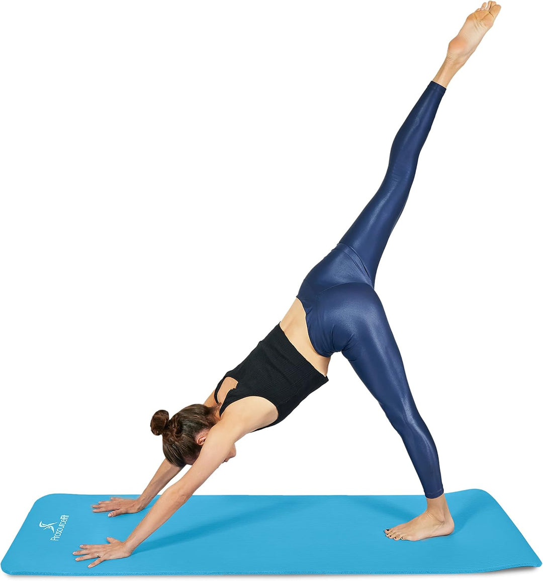 ProsourceFit Extra Thick Yoga and Pilates Mat 1/2" Aqua, 1/2" Aqua
