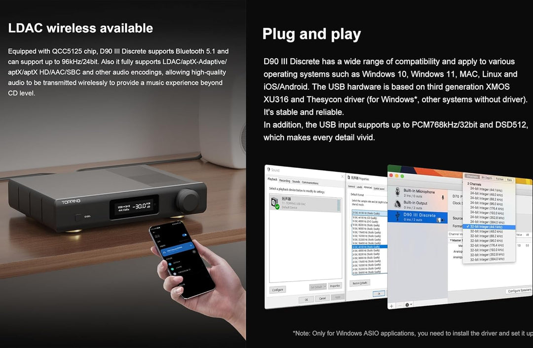 TOPPING D90 III Discrete Vollständig ausgeglichener HiFi-DAC - BT 5.1-Unterstützung LDAC PEQ-Einstel