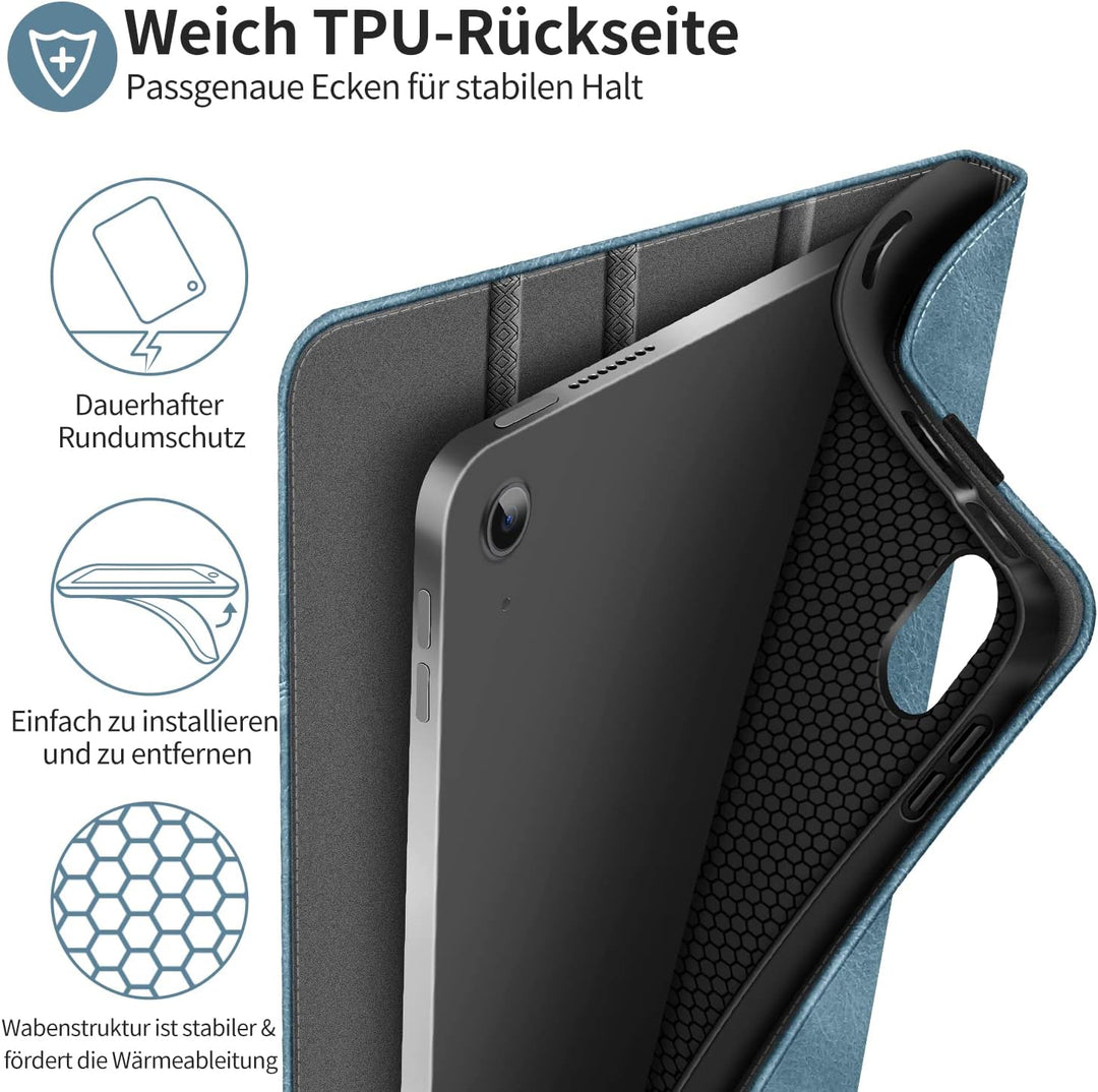 HOLIMET Hülle für iPad 10 Generation 2022 mit Stifthalter, iPad 10 Gen 2022 PU Leder Case TPU Rückse