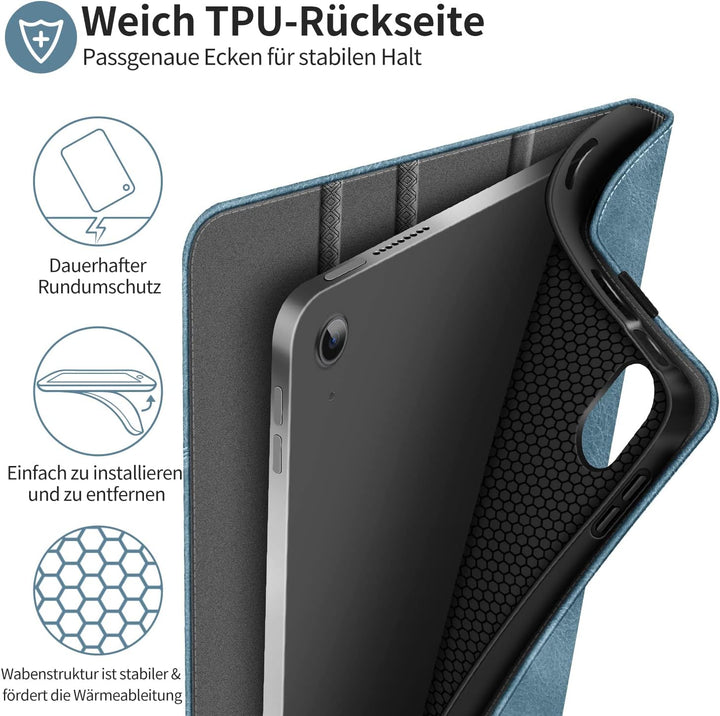HOLIMET Hülle für iPad 10 Generation 2022 mit Stifthalter, iPad 10 Gen 2022 PU Leder Case TPU Rückse