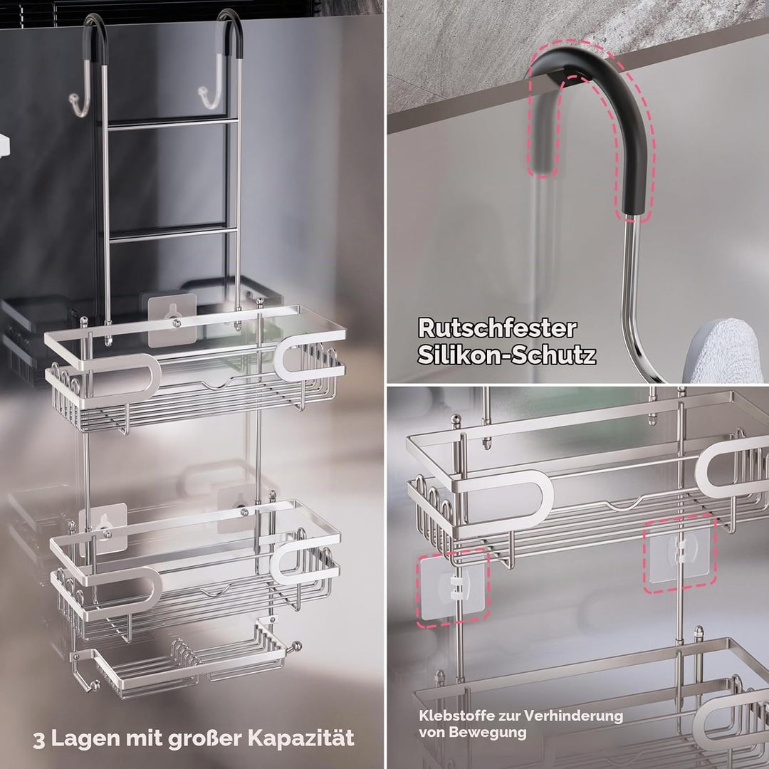 SWTYMIKI Duschregal zum Hängen Dschablage Hängend - Duschablage Hängend Für Dusche Glastür Duschkorb
