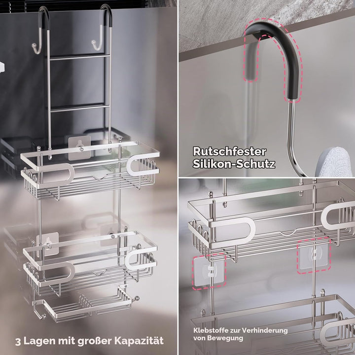SWTYMIKI Duschregal zum Hängen Dschablage Hängend - Duschablage Hängend Für Dusche Glastür Duschkorb