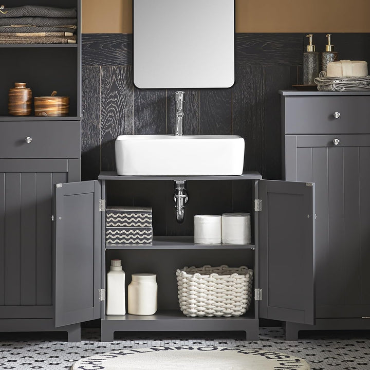 SoBuy BZR18-DG Waschbeckenunterschrank Badschrank Waschtisch Unterschrank Badmöbel dunkelgrau BHT ca