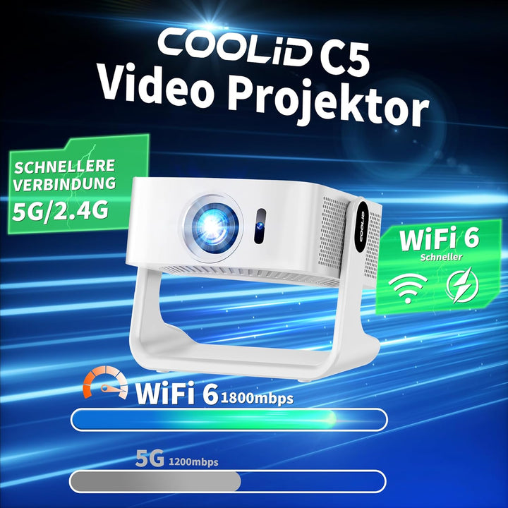 Beamer Kompatibel mit Netflix 2026 Neuer 4K Projektor mit 5G WiFi 6 und Bluetooth 5.4 Tragbarer Beam