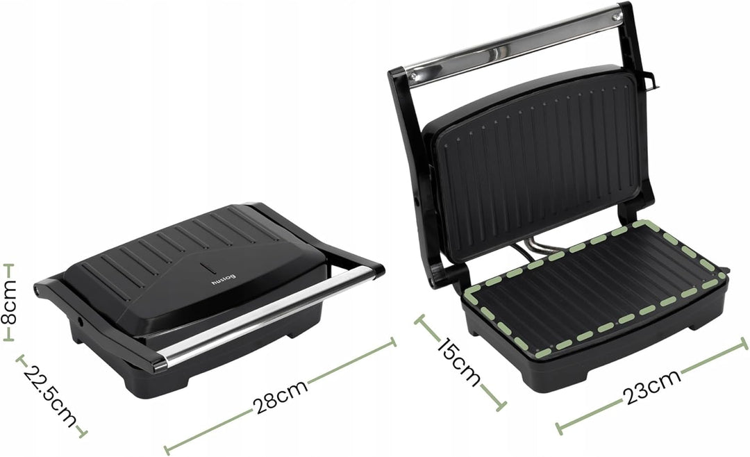 Sandwichmaker, Panini-toaster, Elektrischer Grill, Schwarz, 1000W
