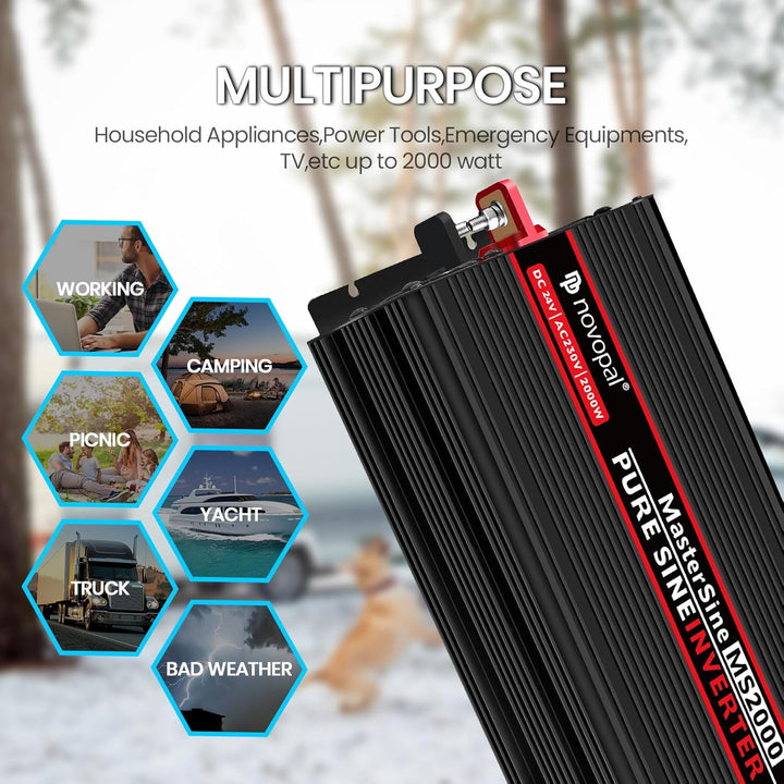 novopal 2000W KFZ Reiner Sinus Spannungswandler-Auto Wechselrichter 24v auf 230v Umwandler-Inverter