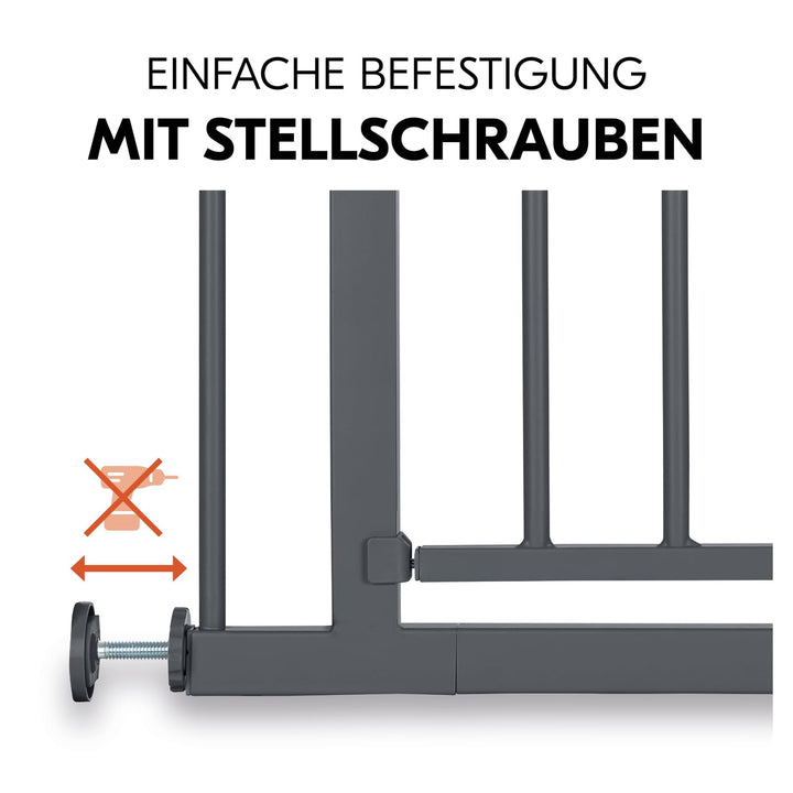 hauck Open N Stop 2, Dunkelgrau – Schutzgitter Treppe und Tür 75–80 cm – Kindersicheres Absperrgitte