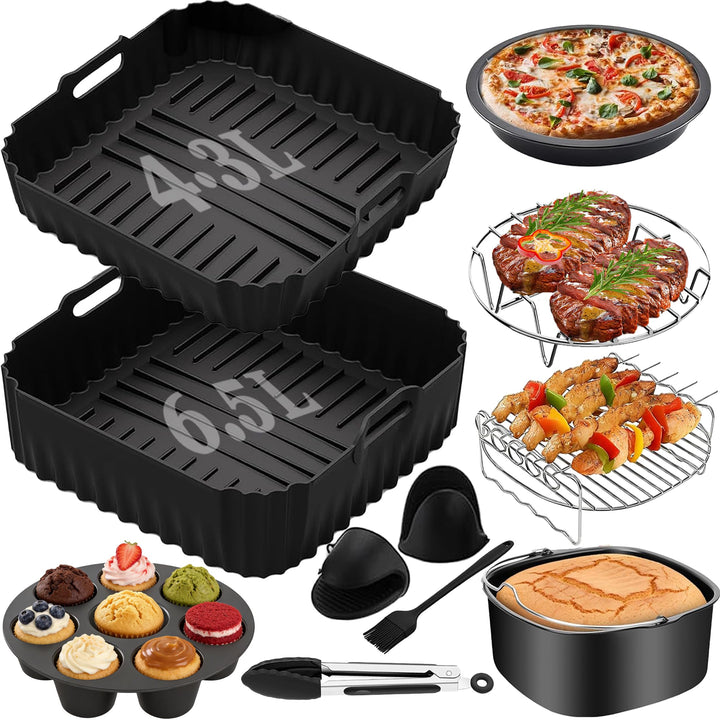 11 Stück Airfryer Zubehör Silikonform Heissluftfritteuse für Cosori Turbo Tower Pro Smart 10,8L Doub