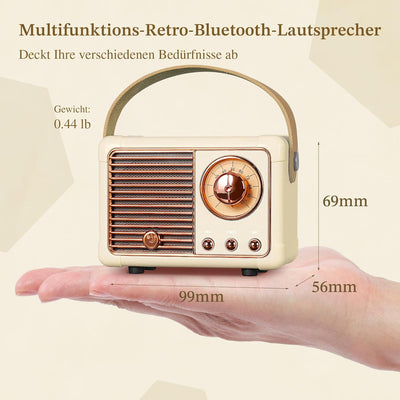 PRUNUS J-999 Mini Bluetooth Lautsprecher mit Radio FM, Retro Radio Bluetooth Speaker Wiederaufladbar