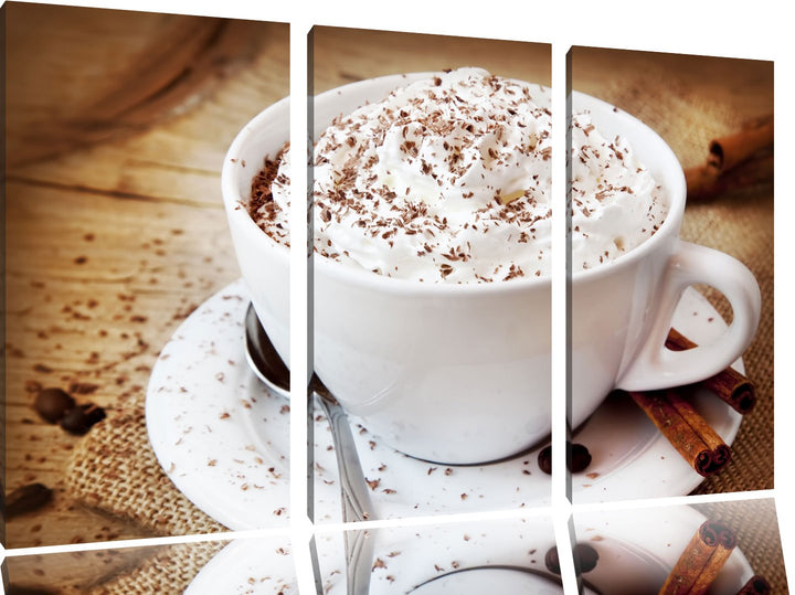 Kaffe mit viel Creme als 3-Teiler Leinwandbild 120x80 Bild auf Leinwand, XXL riesige Bilder fertig g