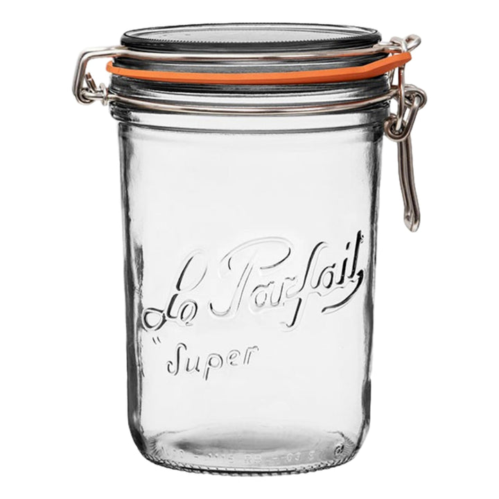 Le Parfait Super Terrine Einmachglas mit geradem Körper, luftdichter Gummidichtung und Glasdeckel, 1
