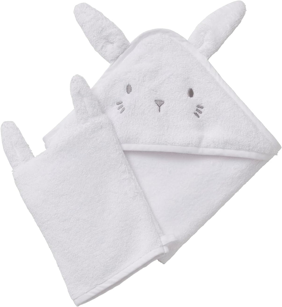 VERTBAUDET Badecape mit Waschhandschuh "Bio", Kapuzenhandtuch weiss 70X70