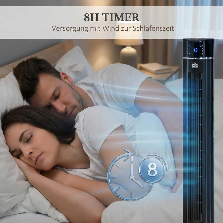 HOMCOM Turmventilator Leise mit Fernbedienung 106,8 cm Standventilator Oszillierend 60°, 3 Modi, 3 G