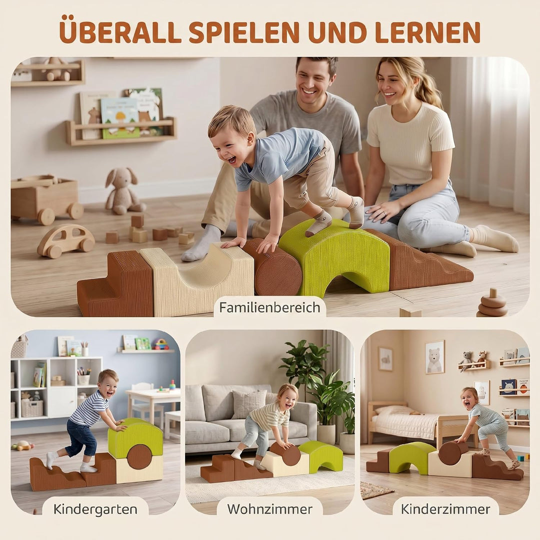 AIYAPLAY Schaumstoff Bausteine Cord-Optik Rutschfestem Boden 5-TLG. Bunt