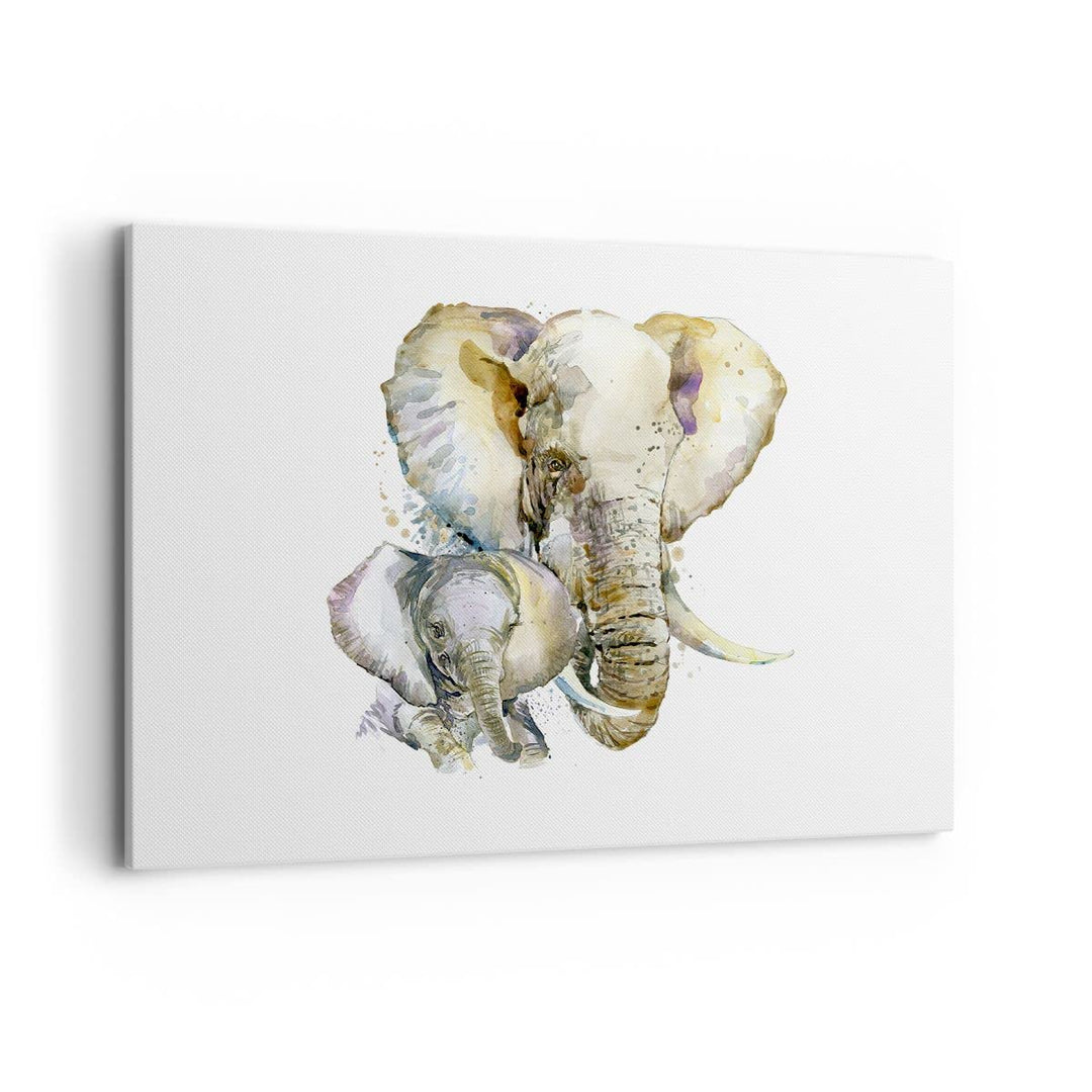 Bilder auf Leinwand 100x70cm Leinwandbild Elefanten tier safari afrika Gross Wanddeko Bild Schlafzim