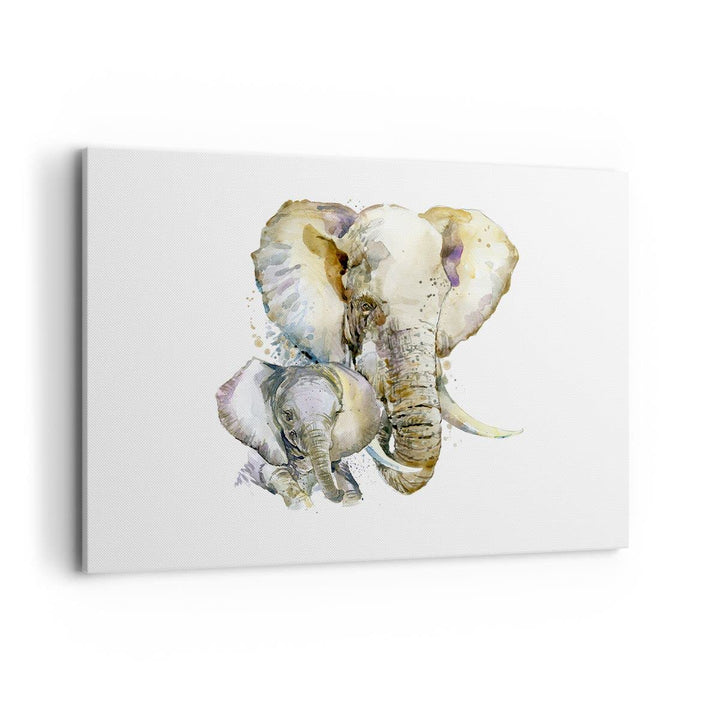 Bilder auf Leinwand 100x70cm Leinwandbild Elefanten tier safari afrika Gross Wanddeko Bild Schlafzim