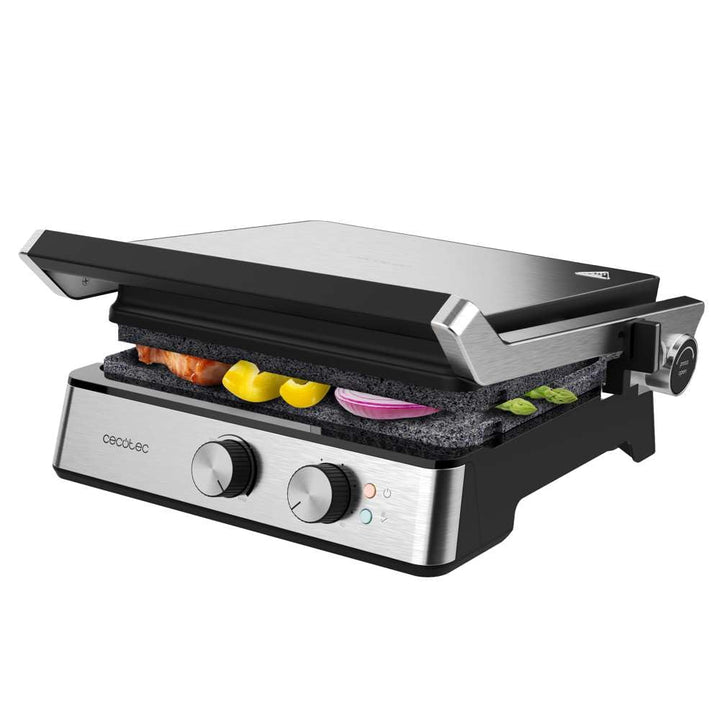 Cecotec Elektrischer Grill Rock'nGrill Blaze, 2400W, RockStone-Beschichtung, Leichte Reinigung, 180°