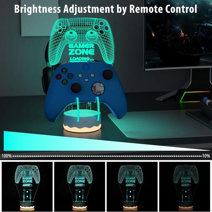 Light Up Headset und Controller Ständer, 16 Farben 3D LED Lichter Gamepad Kopfhörerhalter mit Fernbe