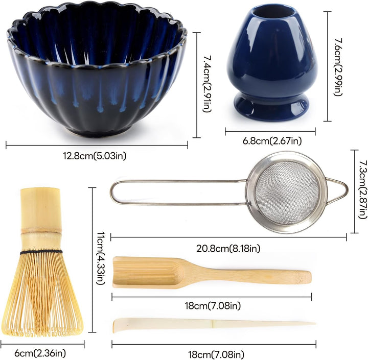 Matcha Set,Matcha-Schneebesen-Set (6-teilig),Matcha Tea Set,Keramik Matcha Kit Enthält Matcha-Schale