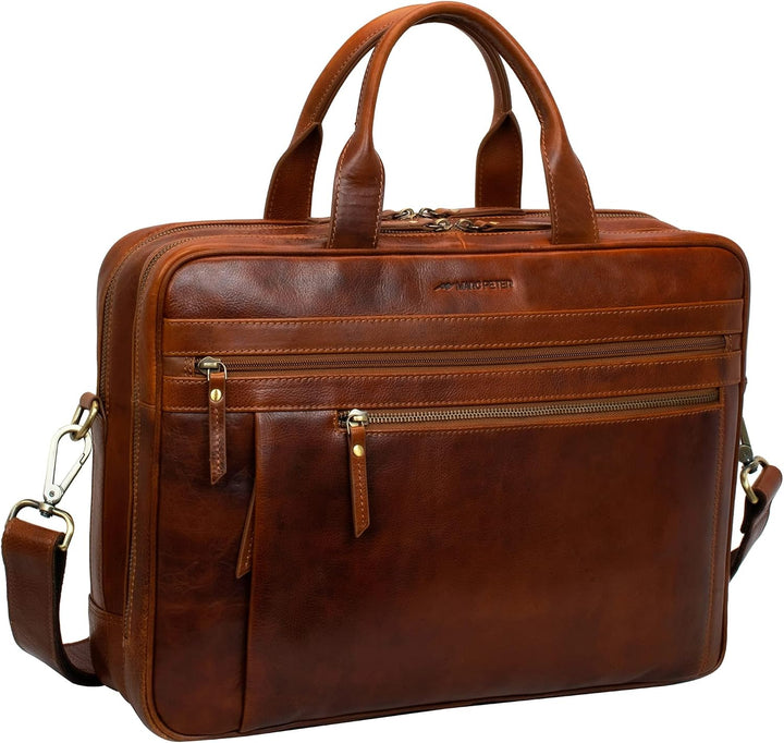 Marc Peter Laptoptasche Los Angeles I Leder Umhängetasche für 15.6 zoll Laptop I Aktentasche für Not
