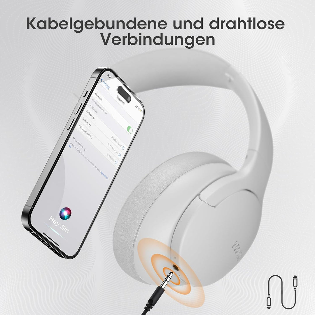 DOQAUS Kopfhörer Kabellos Bluetooth Bis zu 90 Std,Bluetooth Kopfhörer Over-Ear mit 3 EQ-Modi, HiFi S