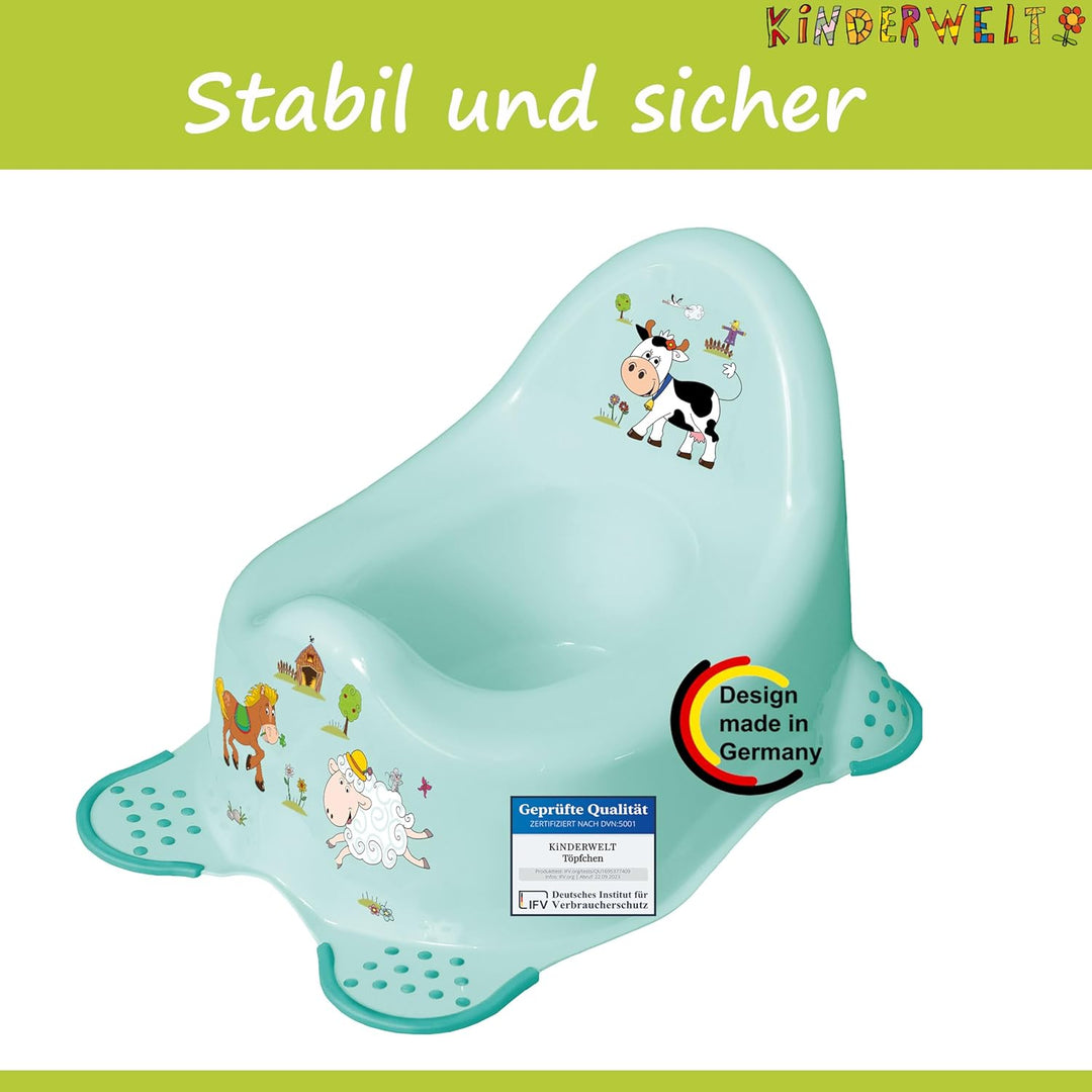 KiNDERWELT 4er Set Premium Toilettensitz, Hocker, stabiles Töpfchen & Windeleimer für Kleinkinder -F