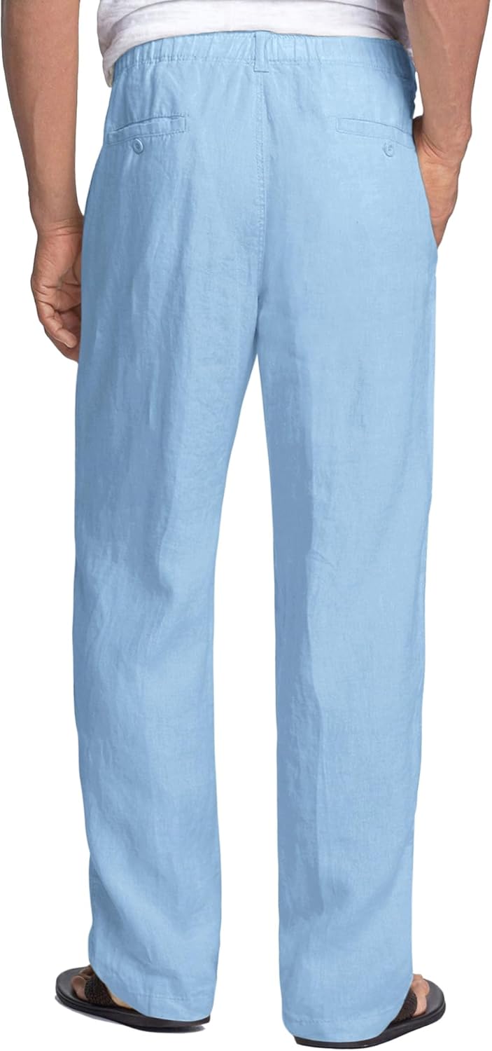 COOFANDY Herren Leinenhose mit Kordelzug Leicht Sommerhose Freizeithose Einfarbig Hose Lang für Männ