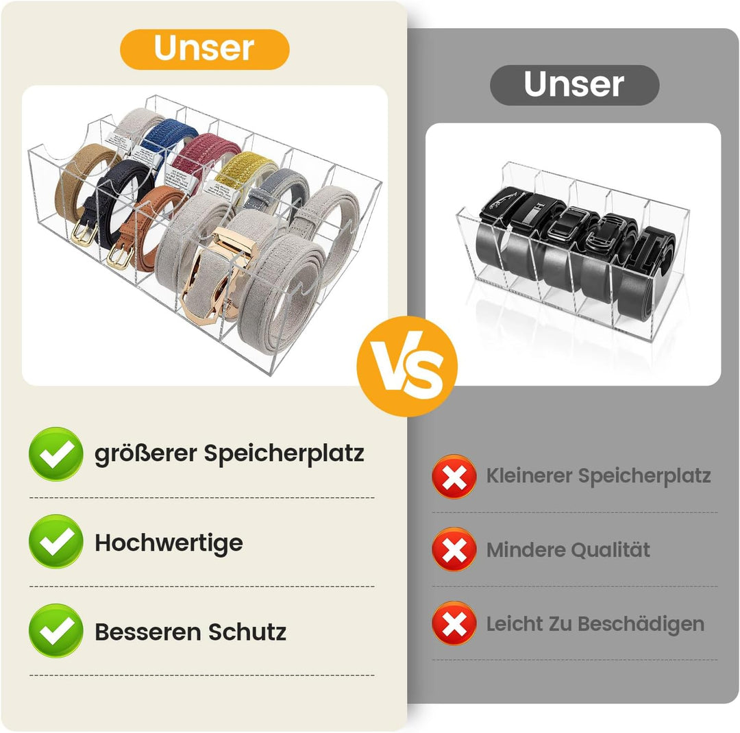 12 Gürtel Aufbewahrung, gürtel aufbewahrung für Herren, Gürtel Organizer Acryl Transparente Gürtel-V
