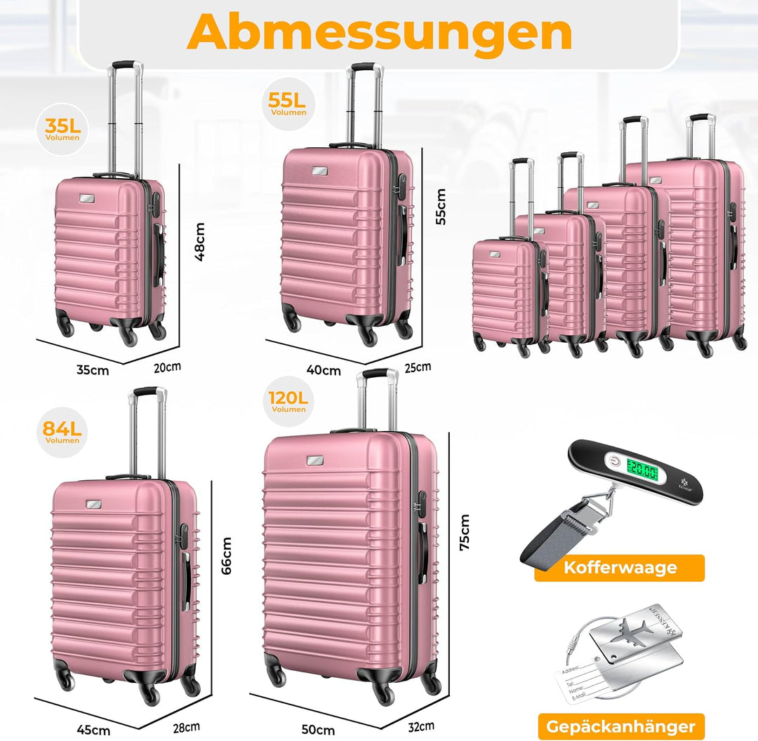 KESSER® 4tlg. Hartschalenkofferset Hartschalenkoffer Reisekoffer Set Reisekofferset Trolley Koffer 4