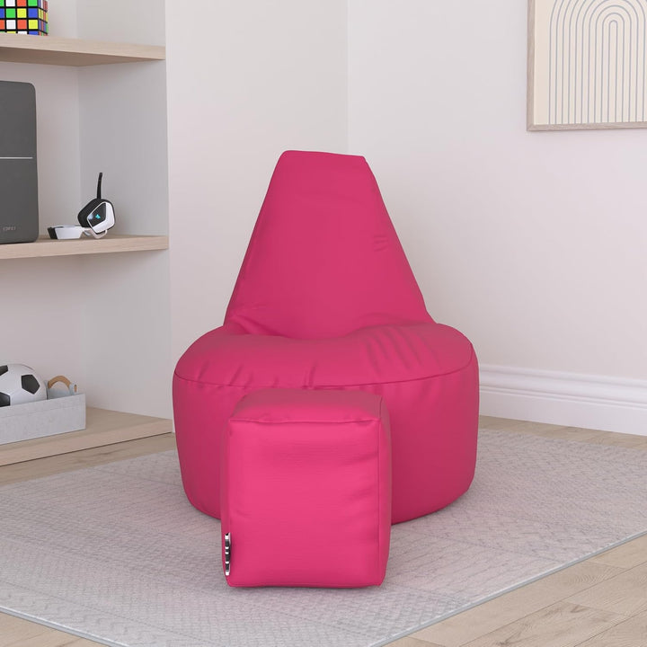 PATCH HOME Gamer Kissen Lounge Kissen Sitzsack Sessel Sitzkissen Bean Bag + Würfel/Hocker mit Reissv
