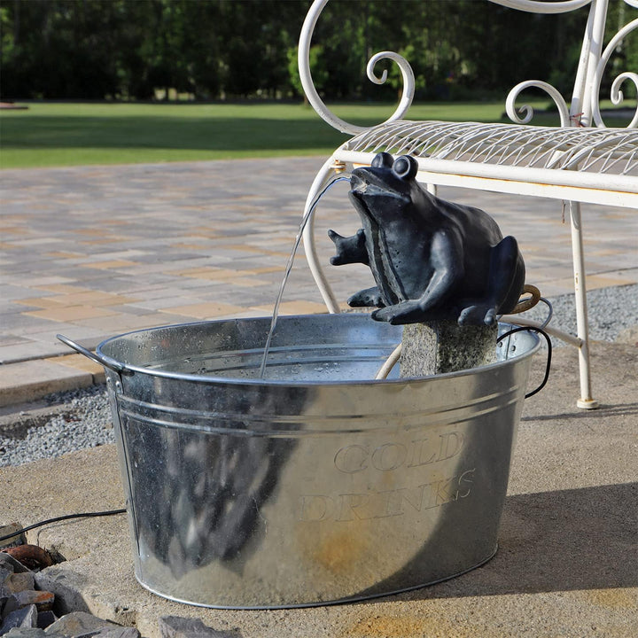 CLGarden Frosch Wasserspeier Set NSP9E mit strombetriebener Pumpe Springbrunnen für Gartenteich Wass