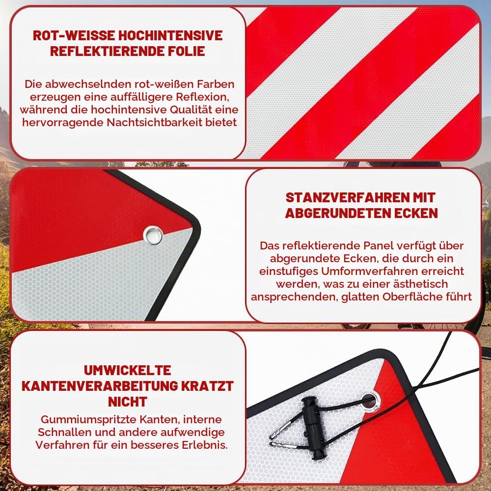 2 in 1 Warntafel Italien und Spanien, 50 x 50 cm W-arntafel Fahrradträger aus Aluminium Warnschild I