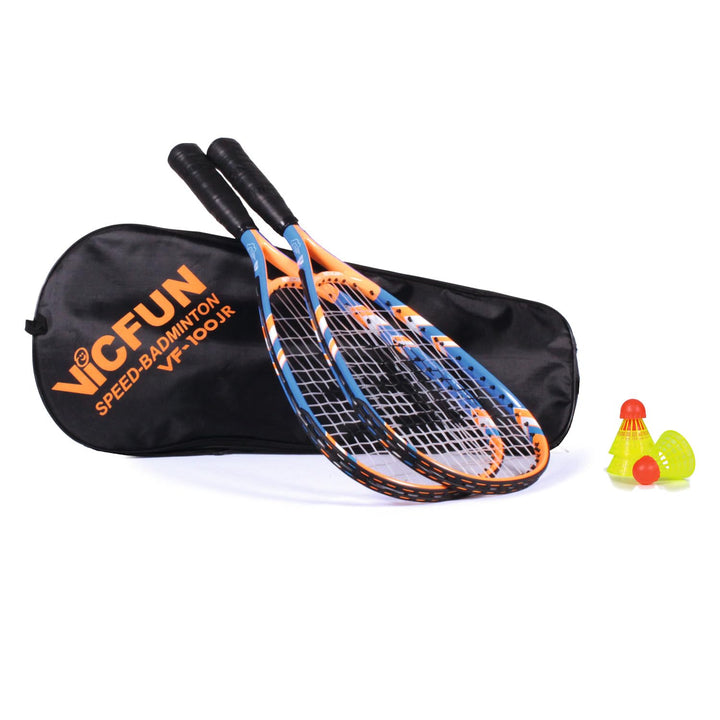 VICFUN Speed-Badminton 100 Set Junior - 2 Badmintonschläger, 3 Bälle und eine hochwertige Badmintont